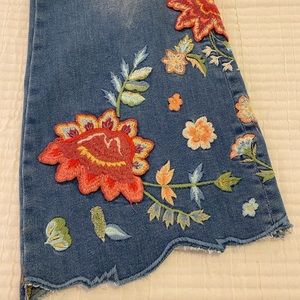 Driftwood floral flare jeans